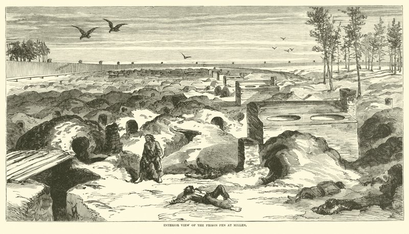 监狱笔的内部看法在Millen，1864年11月 作者 美国学校