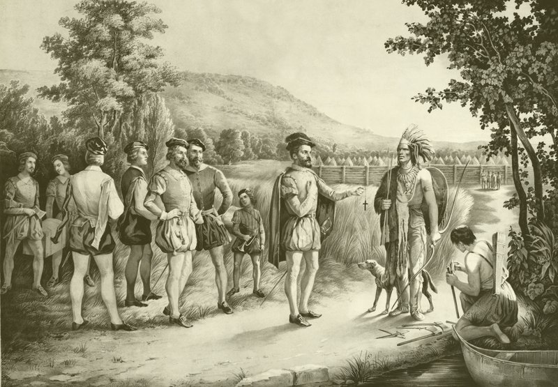雅克·卡蒂埃（Jacques Cartier）于1535年首次采访了位于蒙特利尔（Hochelaga）的印第安人 作者 美国学校