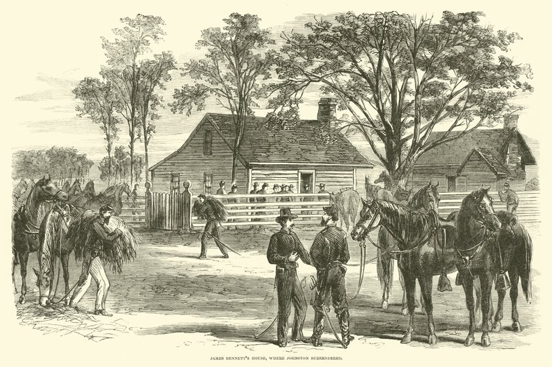 约翰斯顿投降的James Bennetts House，1865年4月 作者 美国学校