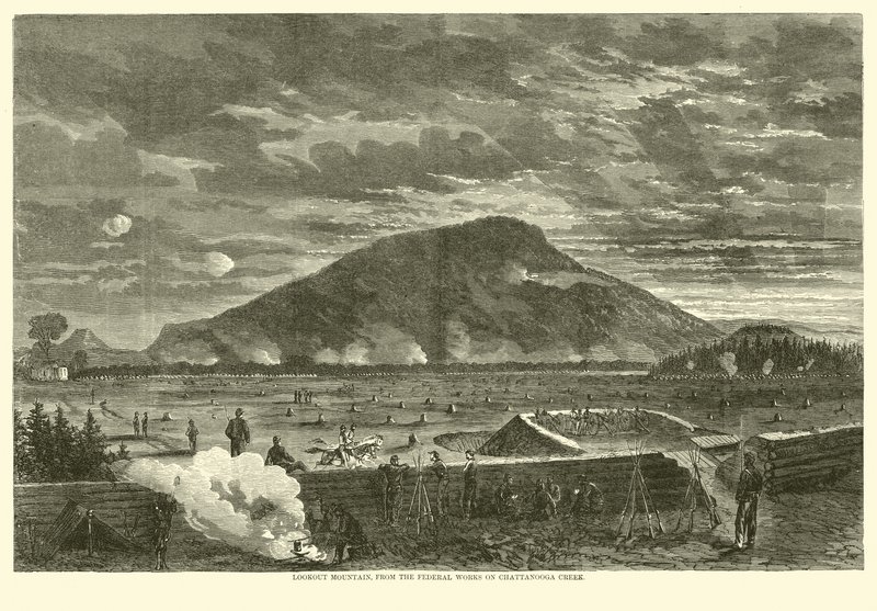 Lookout Mountain，来自1863年11月在查塔努加河的联邦作品 作者 美国学校