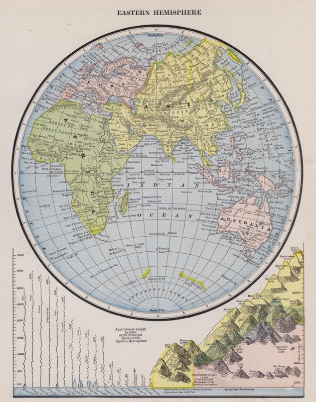 东半球地图（彩色雕刻） 作者 美国学校