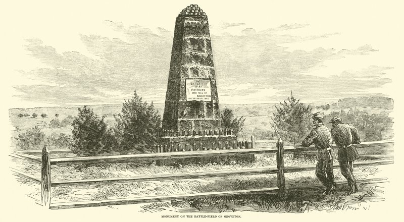 纪念碑在格罗夫顿战场，1862年8月 作者 美国学校