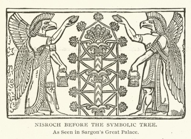 符号树前的Nisroch，如在Sargons Great Palace中所见 作者 美国学校