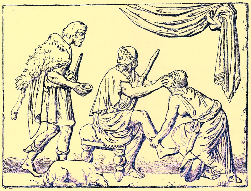 Odysseus被他的护士认可，来自Victor Duruy的希腊历史插图，1890年出版（数字增强图像） 作者 美国学校