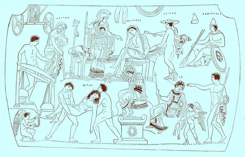Hektor的赎金，来自Victor Duruy的希腊历史插图，1890年出版（数字增强图像） 作者 美国学校