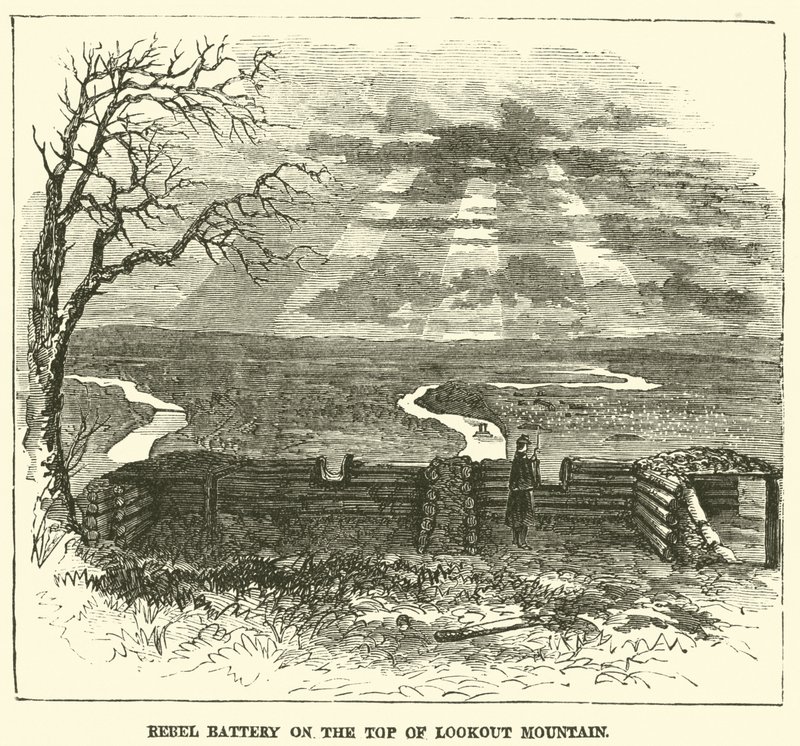 反叛者电池位于Lookout Mountain山顶，1863年11月 作者 美国学校
