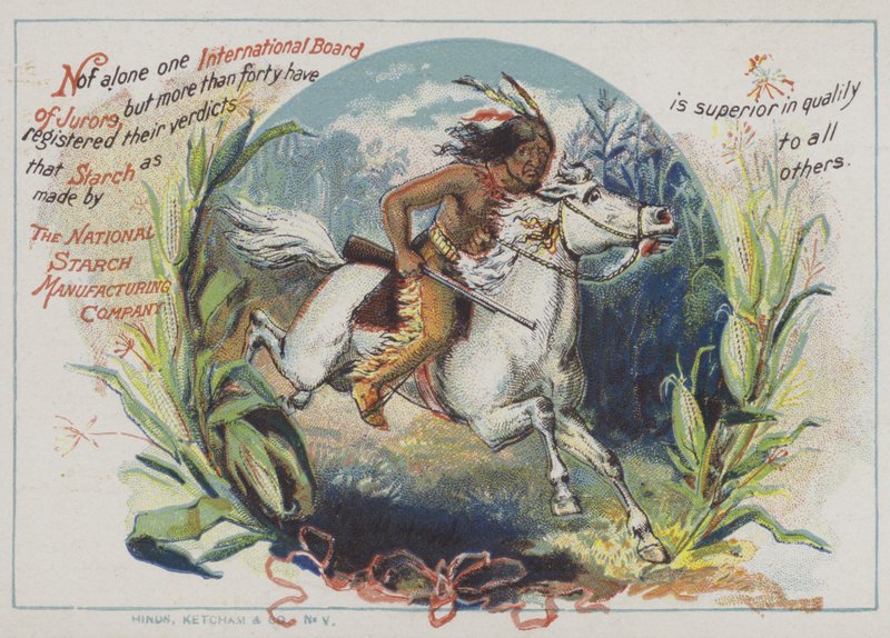 马背上的红印地安人 (chromolitho) 作者 美国学校