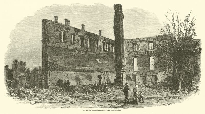 1864年9月，钱伯斯堡的废墟，市政厅 作者 美国学校