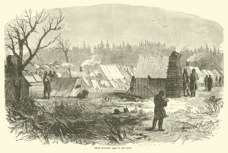 奴隶们的宿舍，詹姆斯军，1865年3月 作者 美国学校