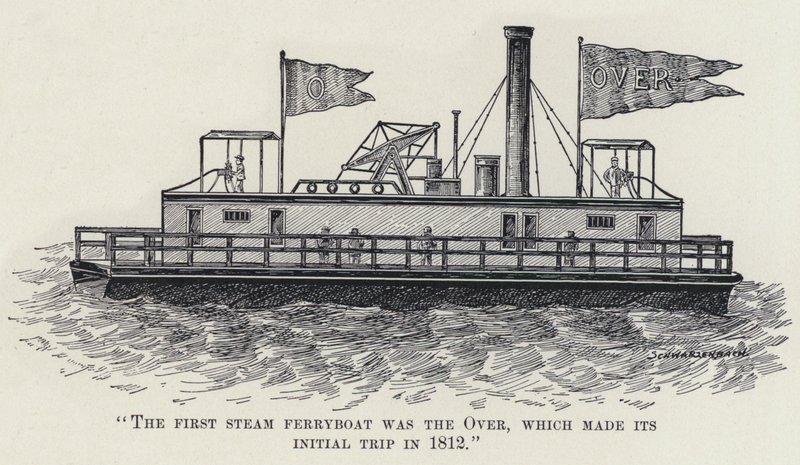 "The First Steam Ferryboat was the Over, which made its Initial Trip in 1812" (litho) 作者 美国学校
