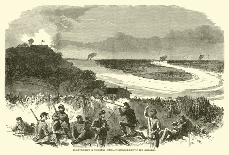 1863年5月，维克斯堡的投资，谢尔曼极右翼在密西西比河上 作者 美国学校
