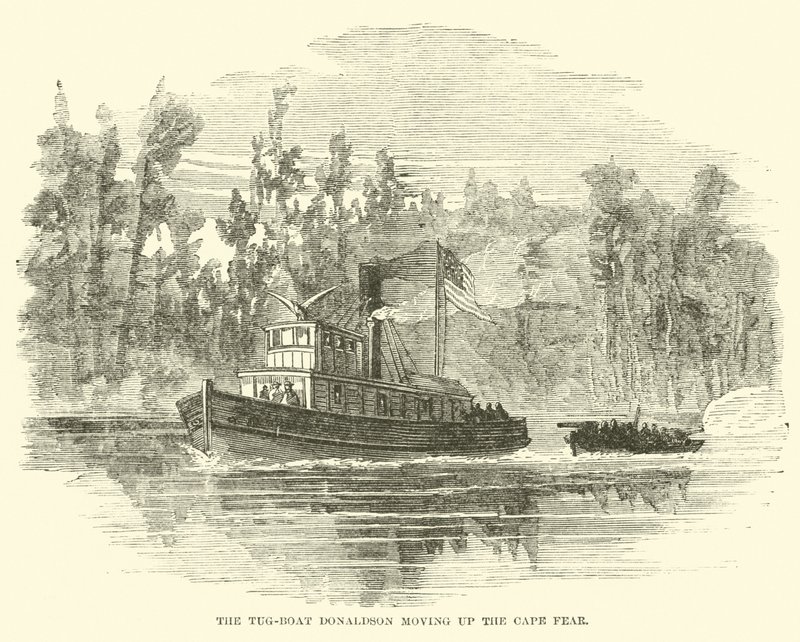1865年3月，Tug-boat Donaldson向Cape Fear移动 作者 美国学校