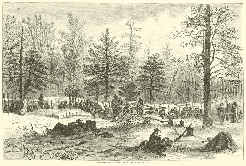 荒野，沃兹沃思死亡的场景，1864年5月 作者 美国学校