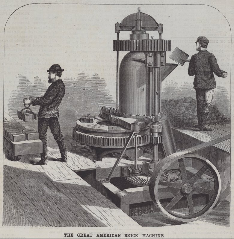 The great American brick machine (engraving) 作者 美国学校