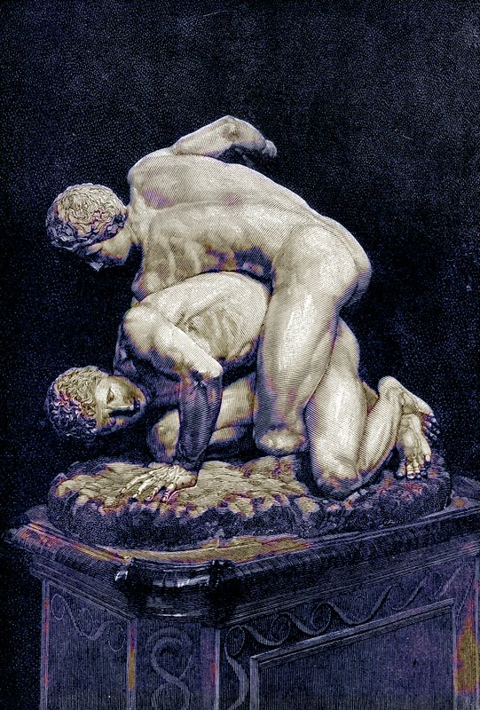 摔跤手，来自Victor Duruy的希腊历史插图，1890年出版（数字增强图像） 作者 美国学校