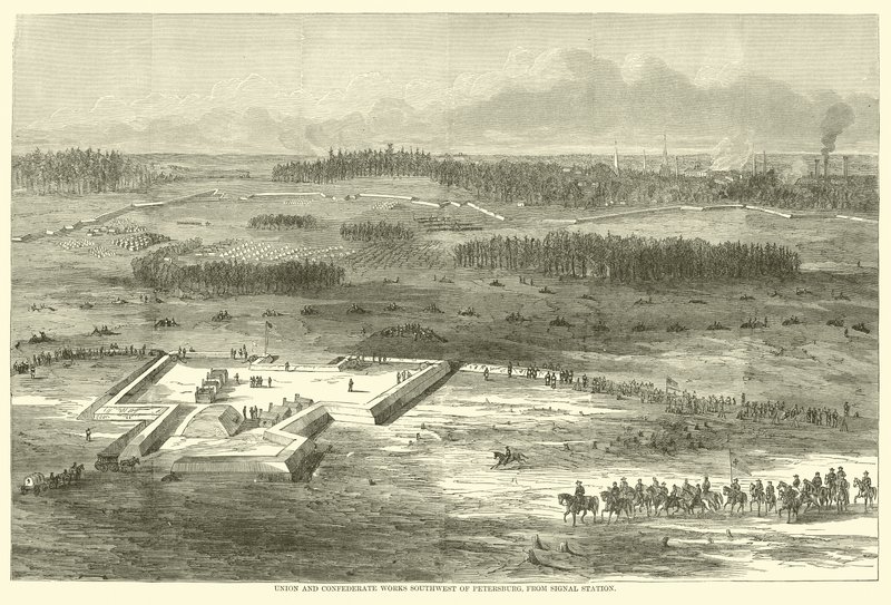 Union and Confederate位于彼得堡西南部，于1865年3月从信号站开始 作者 美国学校