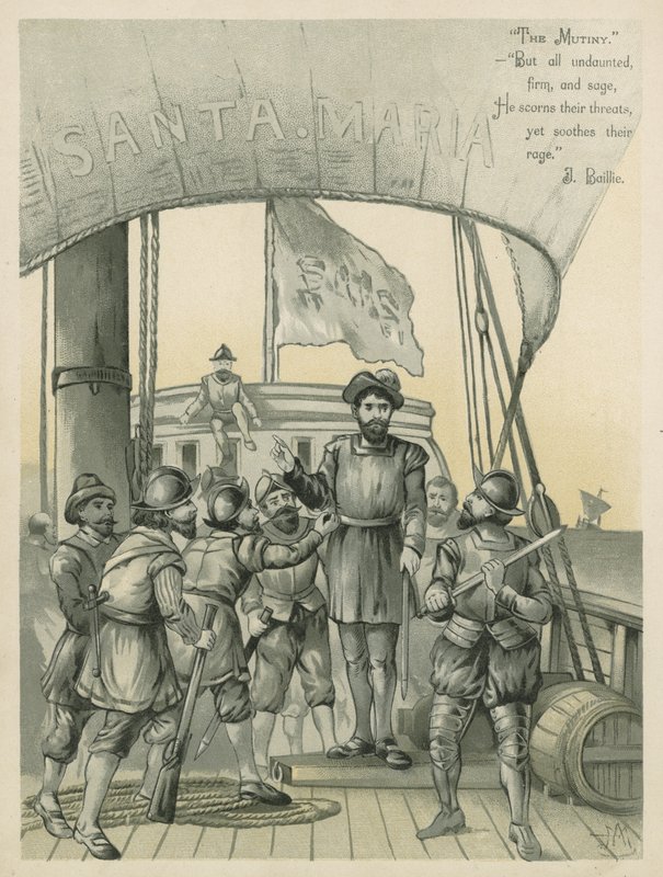 Mutus乘坐哥伦布船上的Santa Maria（chromolitho） 作者 安德鲁·梅尔罗斯