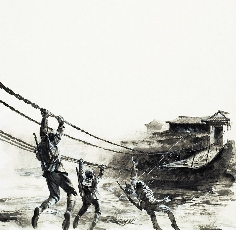 泸定桥之战（水粉画，纸本） 作者 安德鲁·豪瓦特
