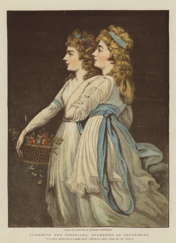 伊丽莎白和乔治亚娜，德文郡的Duchesses（chromolitho） 作者 当归考夫曼