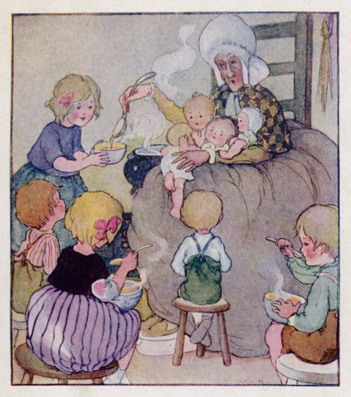 Nursery rhyme: There Was An Old Woman Who Lived In A Shoe (colour litho) 作者 安妮（之后）安德森
