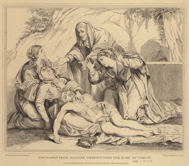 来自加利利的妇女在基督的身体上哭泣，路加 作者 Annibale Carracci