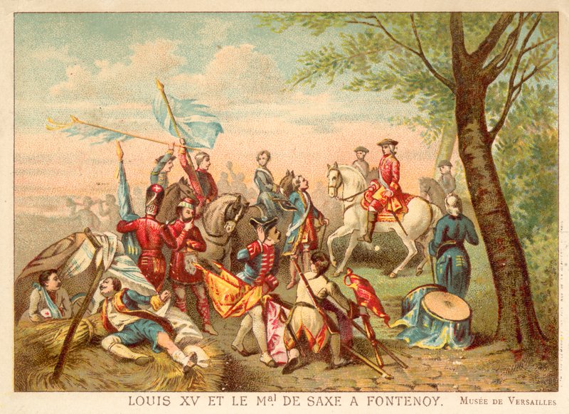 1745年法国路易十五和丰特努瓦战役中的萨克森元帅（chromolitho） 作者 安东尼·查尔斯·贺拉斯·韦尔内