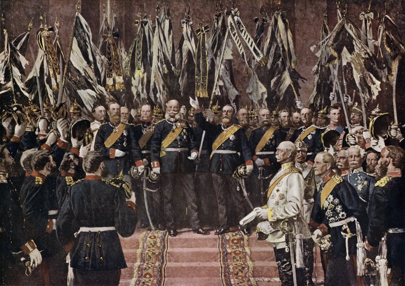 King Wilhelm I of Prussia proclaimed Emperor of a united Germany, Versailles, France 作者 安东·亚历山大·冯·沃纳（后）