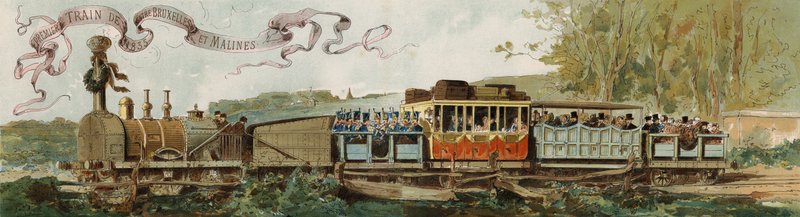从布鲁塞尔到比利时梅赫伦的第一列火车，1835年 作者 阿曼·让·海因斯