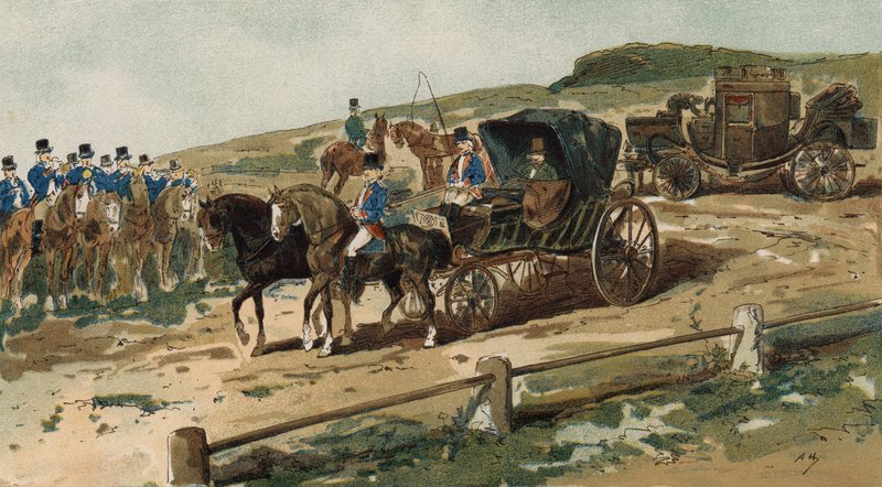 Postilions，carriage and mail coach，荷兰，19世纪 作者 阿曼·让·海因斯