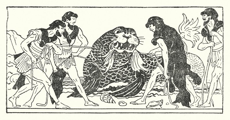 墨奈劳斯和他的同伴试图捕捉海神普洛特斯（石版画） 作者 阿曼德·约瑟夫·波南米