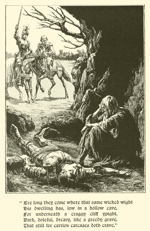 The Red Cross Knight, In The Cave Of Despair (engraving) 作者 亚瑟·乔治·沃克