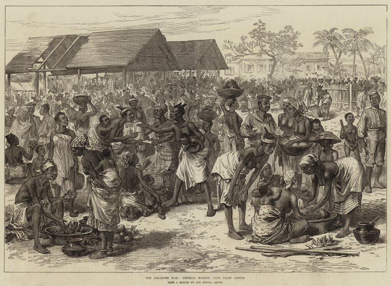 Ashantee War，General Market，Cape Coast Castle 作者 亚瑟·霍普金斯