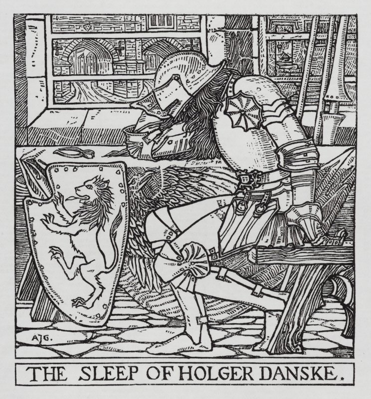 汉斯·克里斯蒂安·安徒生：Holger Danske（石版画） 作者 亚瑟·约瑟夫·加斯金