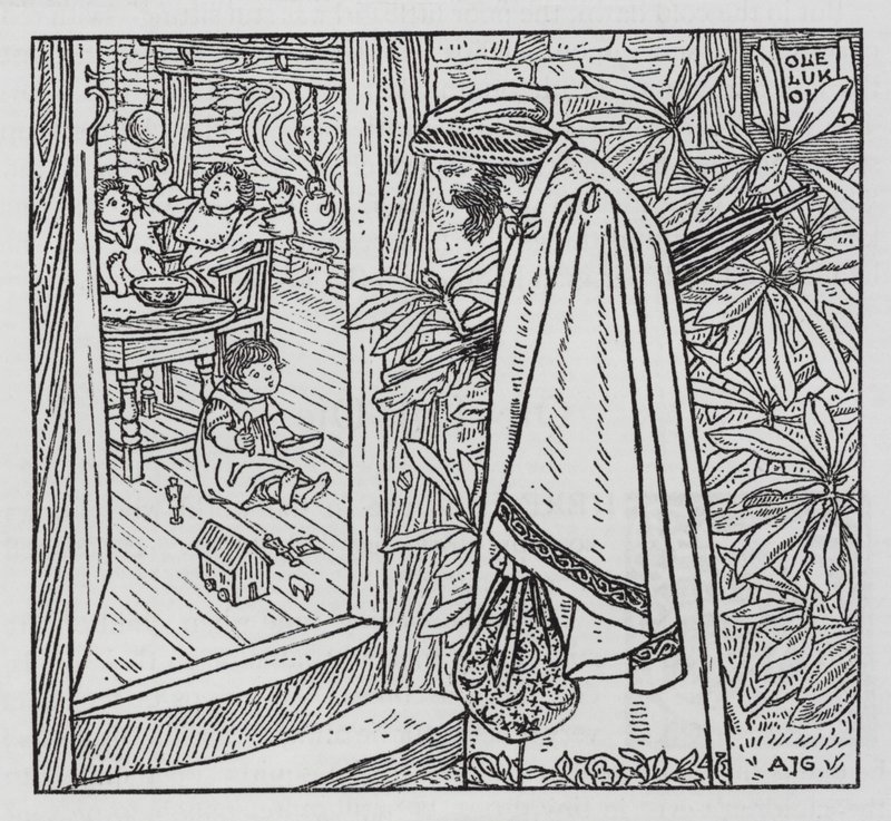 汉斯·克里斯蒂安·安徒生：Ole Luk-Oie（石版画） 作者 亚瑟·约瑟夫·加斯金
