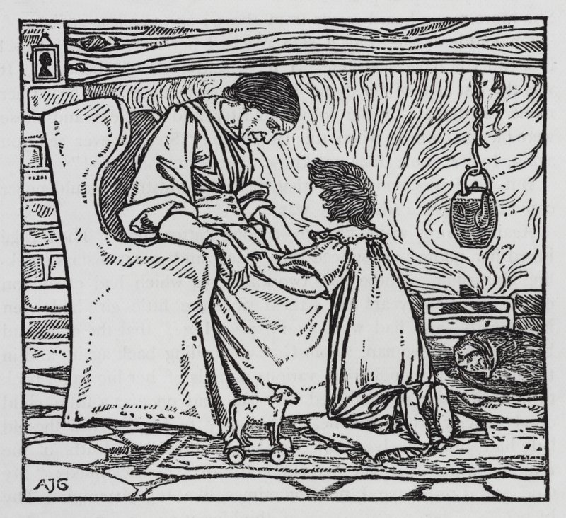 汉斯·克里斯蒂安·安徒生：踩在面包上的女孩（石版画） 作者 亚瑟·约瑟夫·加斯金
