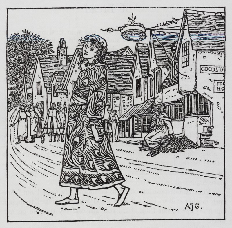 汉斯·克里斯蒂安·安徒生：踩在面包上的女孩（石版画） 作者 亚瑟·约瑟夫·加斯金