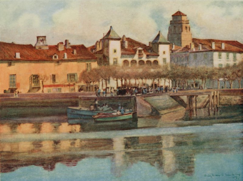 巴斯克地区。Lohobiague, St Jean de Luz (彩色印刷) 作者 亚瑟·罗米利·费登