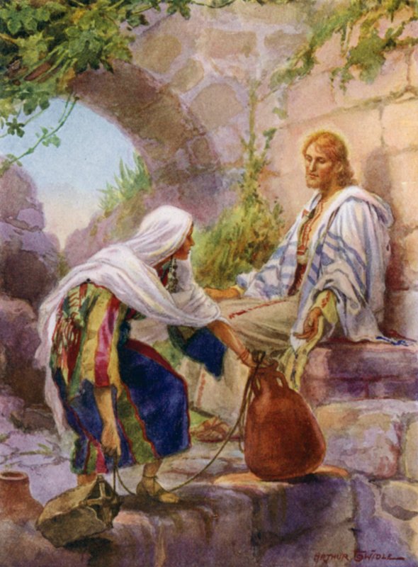 The woman of Samaria at the well (colour litho) 作者 亚瑟·特威德