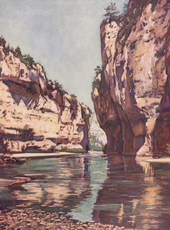 法国: Les Gorges Du Tarn（彩色石版画） 作者 奥古斯特·杰拉丁（Auguste Gerardin）