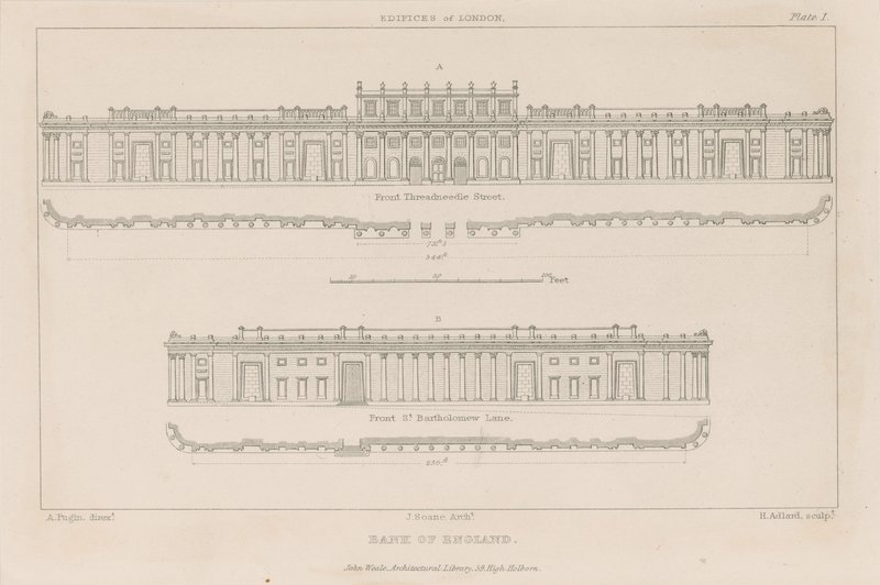 1823年，英格兰银行，约翰苏恩爵士的南方阵线 作者 奥古斯都·查尔斯·普金