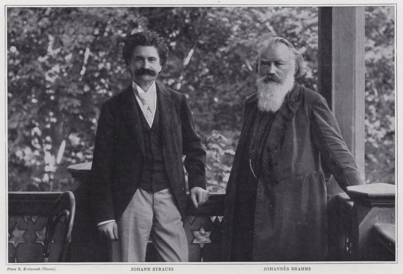 作曲家Johann Strauss the Younger和Johannes Brahms，维也纳 作者 奥地利摄影师