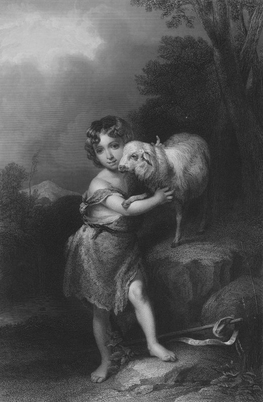 圣约翰婴儿》（雕刻）。 作者 Bartolome Esteban（后）Murillo