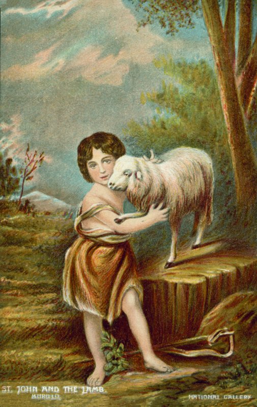 施洗者圣约翰和羔羊》（彩色石版画） 作者 Bartolome Esteban（后）Murillo