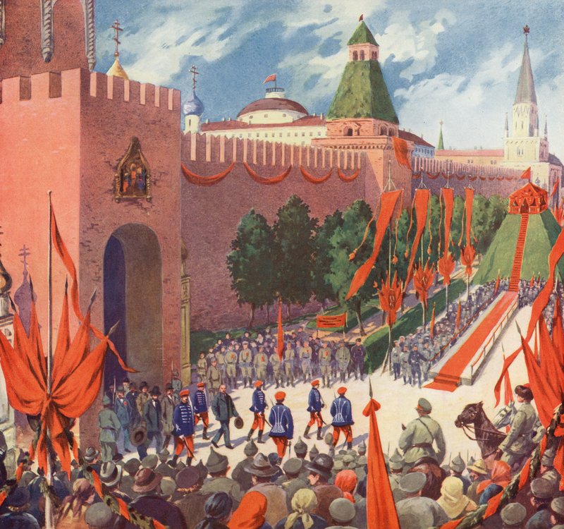 Festival commemorating the Third Communist International in Moscow (colour litho) 作者 鲍里斯·瓦西里耶维奇·兹沃里金
