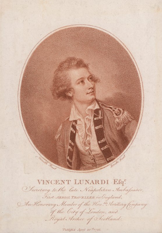 Vincenzo Lunardi, pioneering Italian balloonist (engraving) 作者 伯克·内史密斯