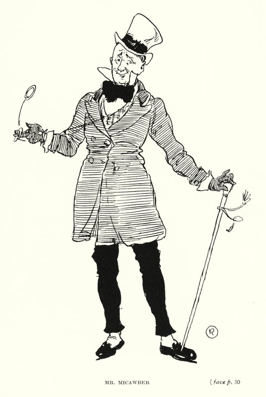 狄更斯人物：米考伯先生（石版画） 作者 爱德华·亨利·汉德利上尉阅读