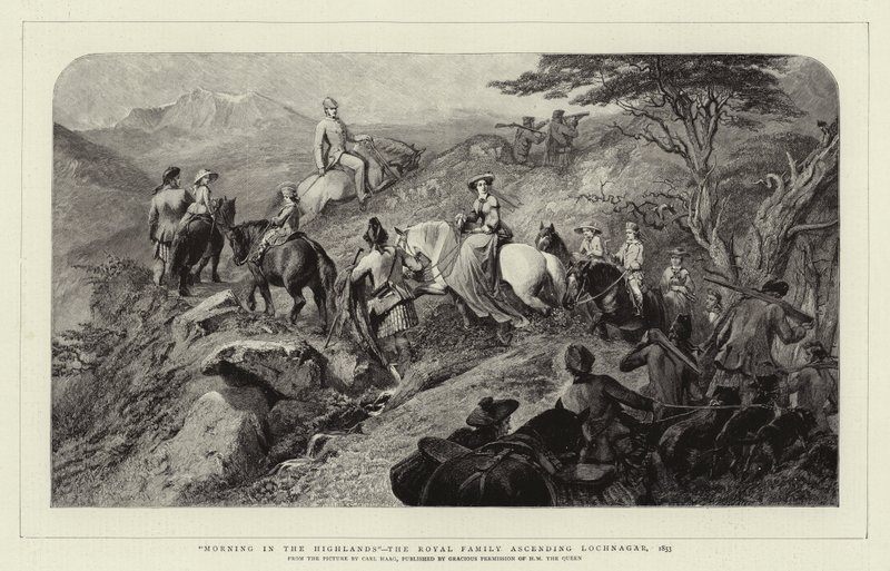 早上在高地，皇家升序Lochnagar，1853年 作者 卡尔·哈格
