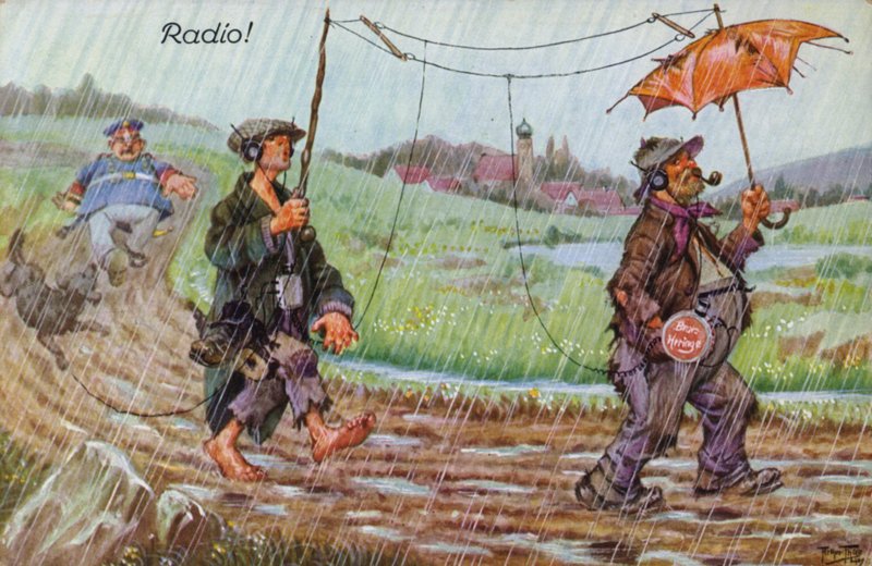 Comic portrayals of early radio (colour litho) 作者 卡尔·罗伯特·阿瑟·蒂勒