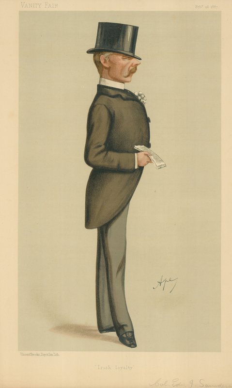 Edward J Saunderson上校，爱尔兰忠诚，1887年2月26日，名利场漫画 作者 卡罗佩莱格里尼