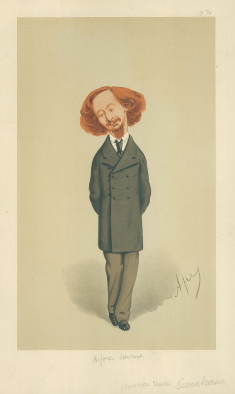 Algernon Charles Swinburne先生，1874年11月21日日出前，名利场漫画 作者 卡罗佩莱格里尼